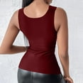 thumbnail image 4 of qolati Womens Padded Tank Tops Double Lined Built in Bra Sleeveless T-Shirts Square Neck Longline Sports Bra Slim Fitted Basic Camisole Vest Tees Wine S, 4 of 9
