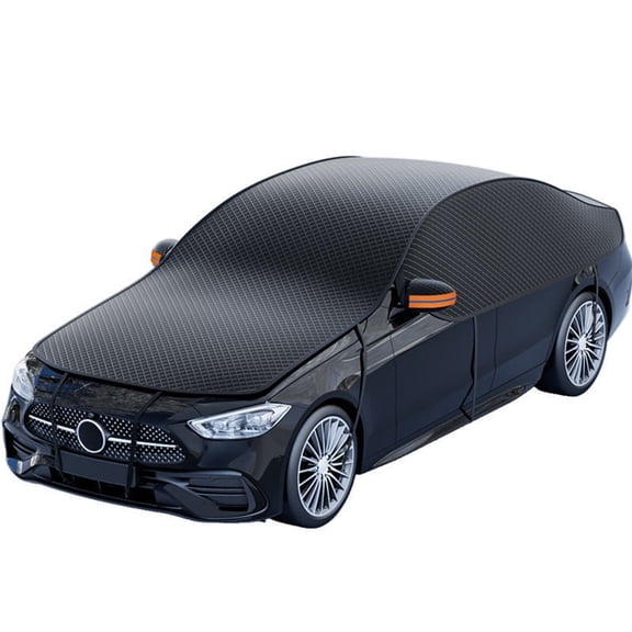 OCCOA Winter Car Magnetic Snow Cover Waterproof Thickened Half Car Cover Windshield Ice Snow Protector for Vehicle Outdoor Parking, Black