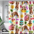thumbnail image 4 of Cute Sloth Shower Curtain, Funny Animal Food Tropic Leaves Kawaii Kids Bath Curtain,Brown Sloth Decorative Curtain with 12 Plastic Hooks,Polyester Waterproof 36" W*72" H, 4 of 6