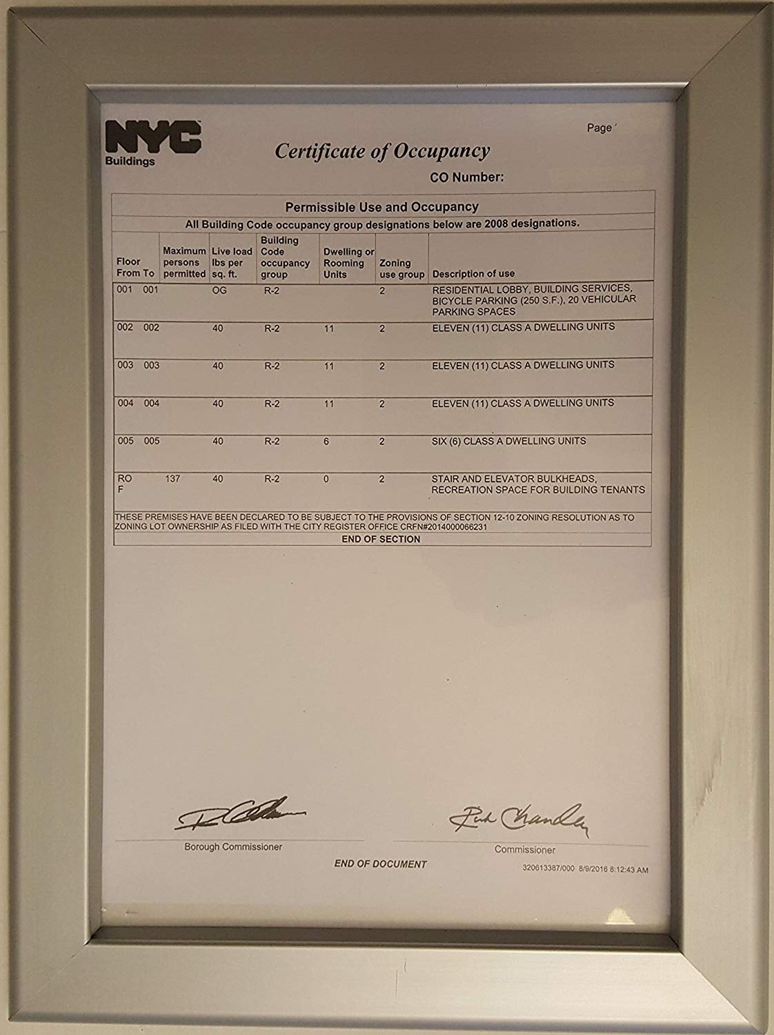Certificate of Occupancy Frame 8.5 x 11 (Heavy Duty ) - Walmart.com