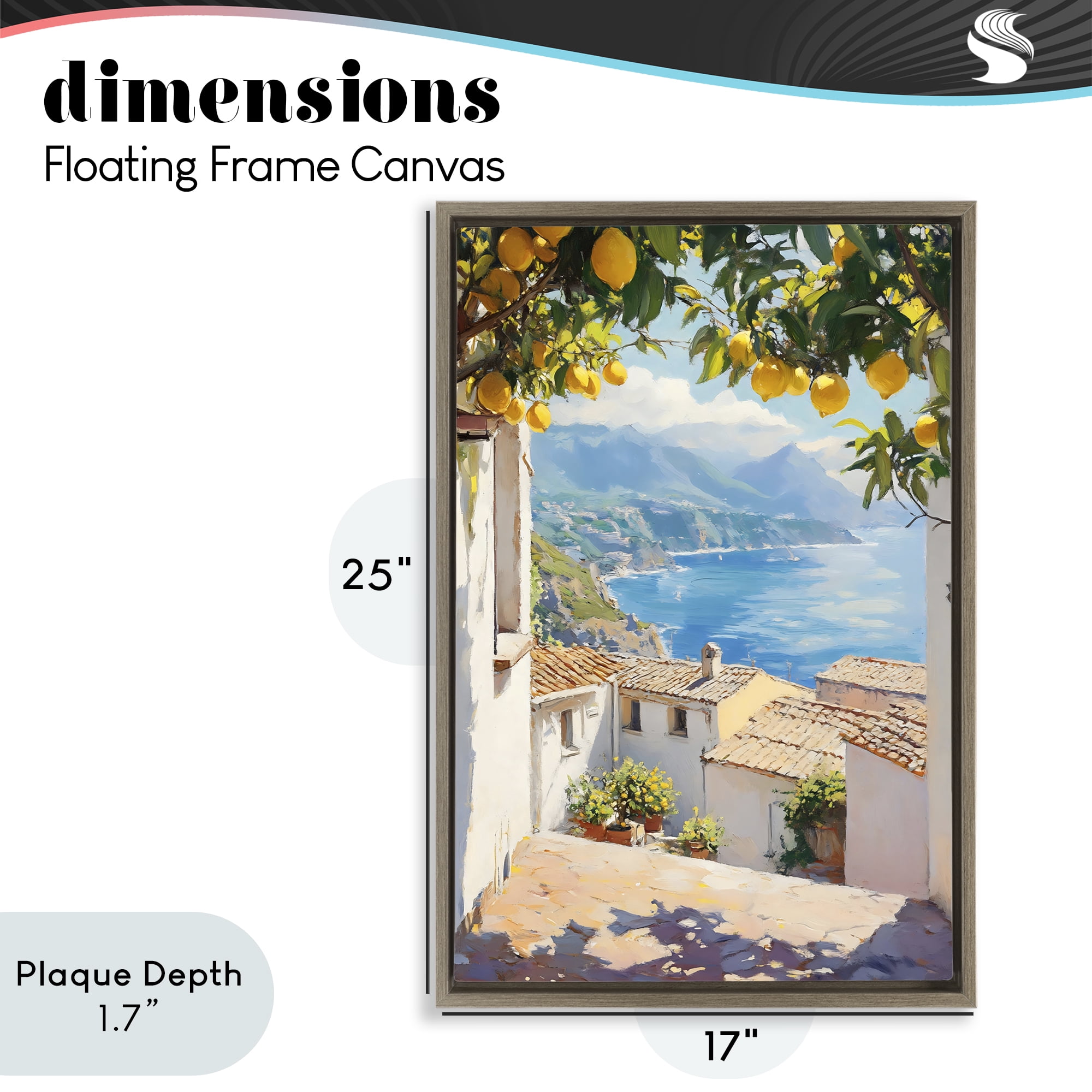 Stupell Industries Amalfi Coast Lemon Overhang Brown Framed Floater Canvas Wall Art, design by LSR Design Studio