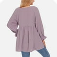 thumbnail image 5 of Annhoo Womens Tops Casual Long Sleeve Round Neck Cute Peplum Tops Fall Loose Pleated Ruffle Hem Dressy Shirts, 5 of 8