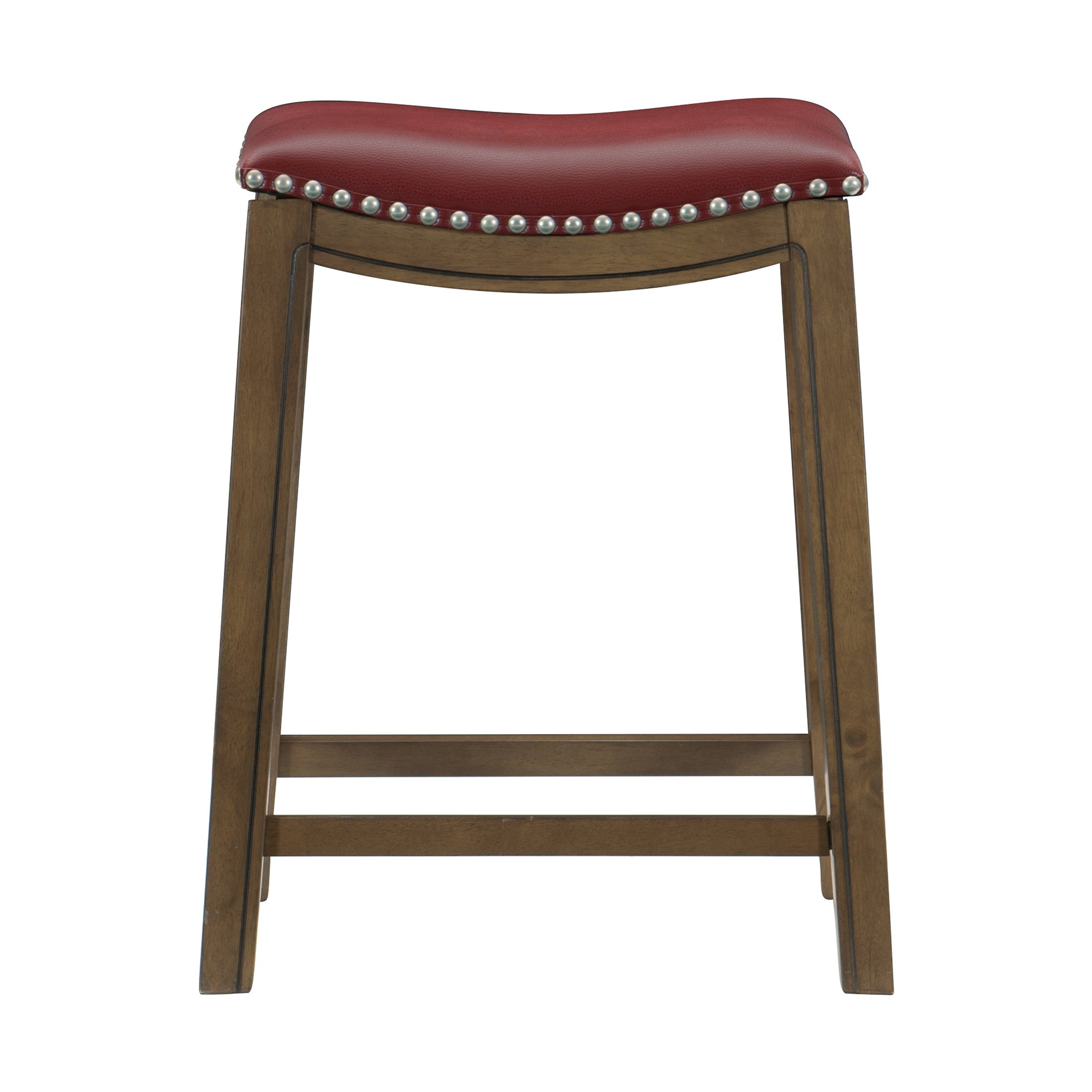 OakvillePark Eustis Saddle Seat Counter Height Barstool, Red