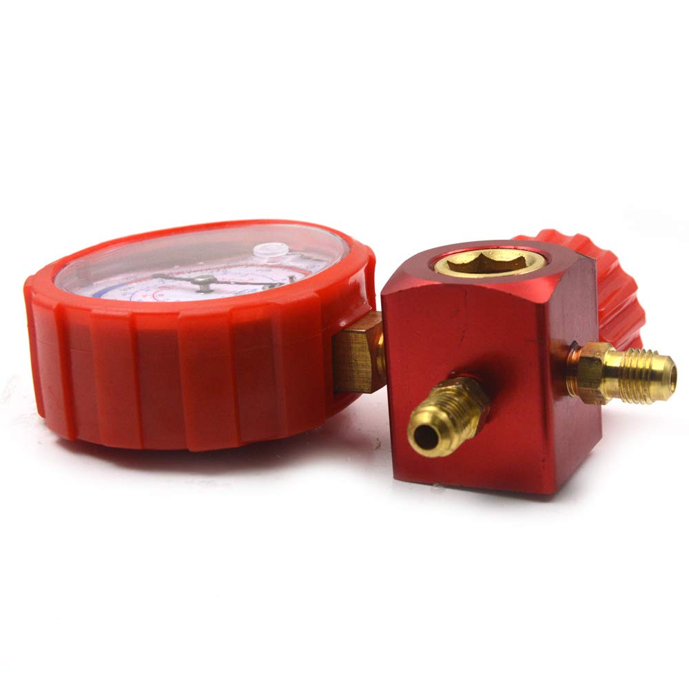 Nikauto Car Air Conditioning AC R12 R22 R404a R134a Psi Manifold Gauge Set Tool Kits High Low Pressure (Red)