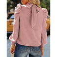 thumbnail image 4 of Long Sleeve Blouse,Women Long Puff Sleeve Pure Color Blouse High Neck Blouse Custom Engineered, 4 of 6