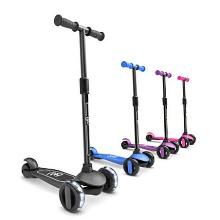 6KU 3 Wheels Kick Scooter for Kids and Toddlers Girls & Boys, Adjustable Height, Learn to Steer with Extra-Wide PU LED Flashing Wheels for Children from 2 to 5 Year-Old. (Black)