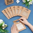thumbnail image 4 of 24 bolsas de papel kraft en blanco, 11,9 x 6,15 x 15,7 cm, bolsa de regalo de pie con asas, bolsa de regalo marrón con ventana transparente para dulces, galletas, bodas, Navidad, cumpleaños, embalaje TUNC Sencillez, 4 of 5