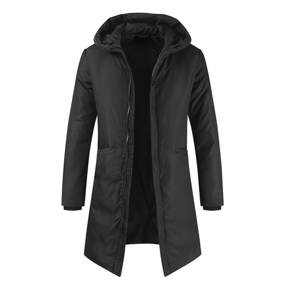 Vedolay Mens Hooded Parka Coat Warm Jackets Parka Outwear Solid Color Coat Jackets Black,2XL
