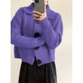thumbnail image 4 of Womens Boat Neck Casual Sweater Short Sleeve Trendy Spring Top Fashion Cardigan Purple L, 4 of 5