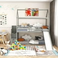 thumbnail image 4 of Gymax Loft Bed w/ Slide & Storage Staircase Twin Over Twin House-shaped Bunk Bed Gray, 4 of 10