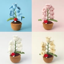 Handmade Crochet Flower Lamp, Artificial Flowers Crochet Lily Night Light Lamp with 7 Warm LEDs, Cordless Table Decor for Bedroom, Gift for Mom, Wife, and Girlfriend