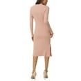 thumbnail image 3 of MODA NOVA Juniors Square Neck Long Sleeve Slim Fit Ribbed Knit Bodycon Midi Sweater Dress, 3 of 6