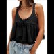 thumbnail image 2 of Camiseta Sin Mangas con Ribete de Encaje para Mujer, Estilo Y2K, con Lazo Frontal, Semitransparente, , Sin Mangas, con Cuello Redondo y Holgada. Negro M, 2 of 7