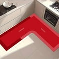 thumbnail image 4 of Kumdkd L-Shaped Non-Slip Kitchen Rug - 47.2x29.5inch Absorbent Floor Mat with Memory Foam, Machine Washable Corner Carpet for Sink Area (Red), 4 of 7