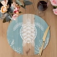 thumbnail image 3 of Coastal Sea Turtle Round 13 Inch Placemats Set of 8, Summer Coral Ocean Vintage Wood HeatResistant Non Slip Place Mats for Dining Table, Wipeable Braided Kitchen Table Mats for Housewarming, 3 of 9