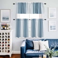 thumbnail image 2 of Blue Ombre Stripe Kitchen Curtains Sets for Windows 36 Inch Length, Farmhouse Simple Striped Rod Pocket Window Treatments Tier Curtains and Valances Set for Bedroom/Bathroom, 2 of 8