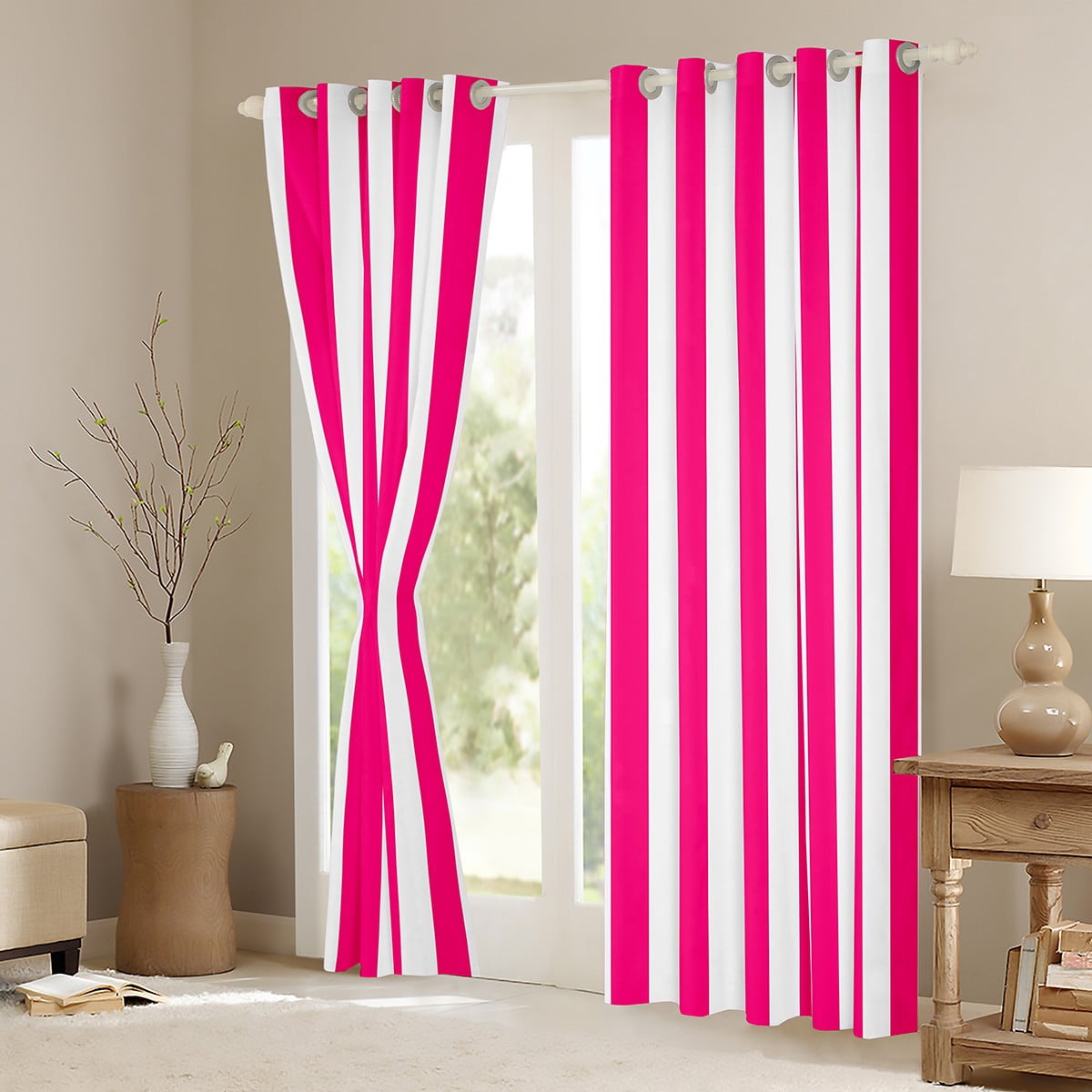 Feelyou Girls Stripes Buffalo Curtains Pack of 2 (42x84 Each), Abstract Geometric Curtains Blackout, Vintage Farmhouse Style Bedroom Curtains, Window Curtains Room Decor
