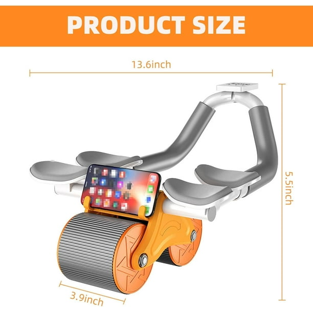 Roue Abdominale à Rebond Automatique Avec Tapis De Genou – Support De Coude, Double Roue, Capacité 100 Kg – Bleu