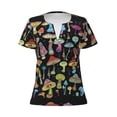 thumbnail image 3 of Zufioo Bright Mushrooms for Women's Deep V-neck Short-sleeved T-shirt, Top with Short Sleeves - with Stainless Steel Buckle, Moisture Wicking, Ideal Home Wear-X-Large, 3 of 9