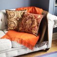 thumbnail image 4 of Organic Club Hermes Sheep Wool Throw Wrap 55x70'' (140x178 cm) Wool Throw Blanket with Fringe for Couch Sofa or Bed, Orange, 4 of 9