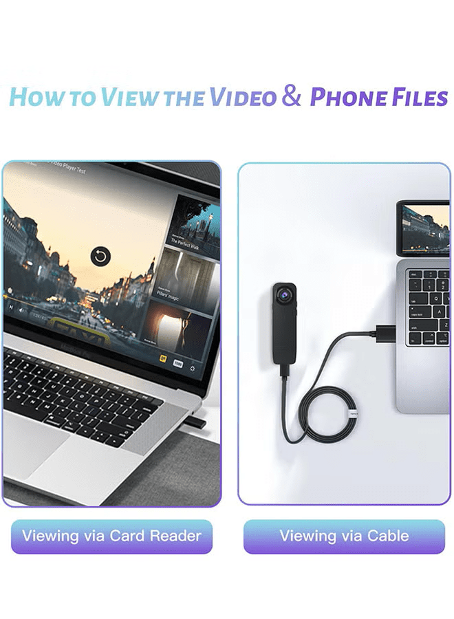 Mini Body Camera 1080P HD Wearable Video Recorder with Clip, Motion Detection, Night Vision, Loop Recording, Built-in Battery, Includes 128GB Micro SD Card