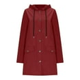 thumbnail image 3 of RYRJJ Women's Long Rain Jacket Waterproof Rain Coat with Hood Outdoor Lightweight Raincoats Windbreaker Outwear(Wine,XXL), 3 of 8