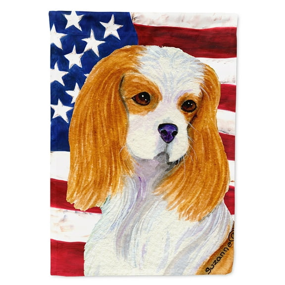 USA American Flag with Cavalier Spaniel Garden Flag