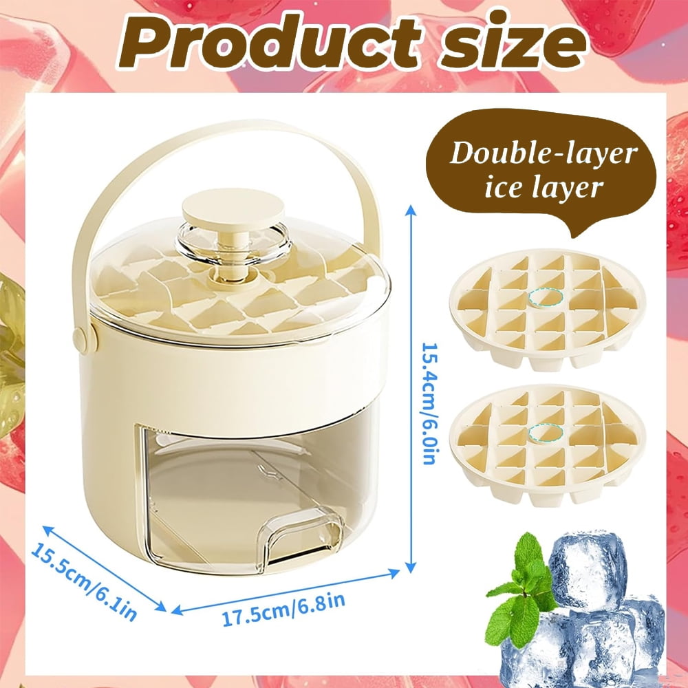Ice Trays For Freezer With Lid And Storage Box Ice Cube Tray Set With Lid Storage Bin & Ice Scoop Stackable Easy-Releaseice Cube Tray Small And Portable Push Drawer Ice Bucket For Home RV Office