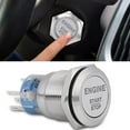 thumbnail image 3 of HELIAHO 12V DC LED Car Engine Start Stop Push Button Switch Ignition Starter Switch Universal Metal Press LED Push Button Switch White(Silver) CJ911-60677, 3 of 8