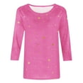 thumbnail image 4 of AherBiu Hauts à Manches 3/4 pour Femmes, Coupe Ample, Col Rond, Imprimé Graphique, T-Shirts Confortables pour l'Automne, 4 of 5