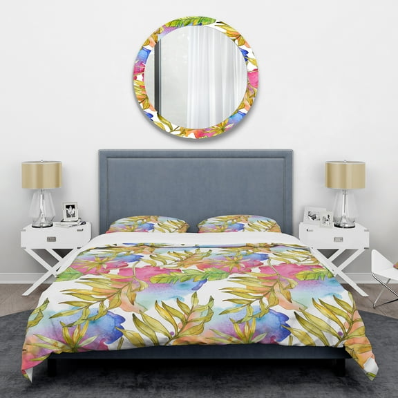 Designart 'Tropical Foliage IV' Mid-Century Modern Duvet Cover Set