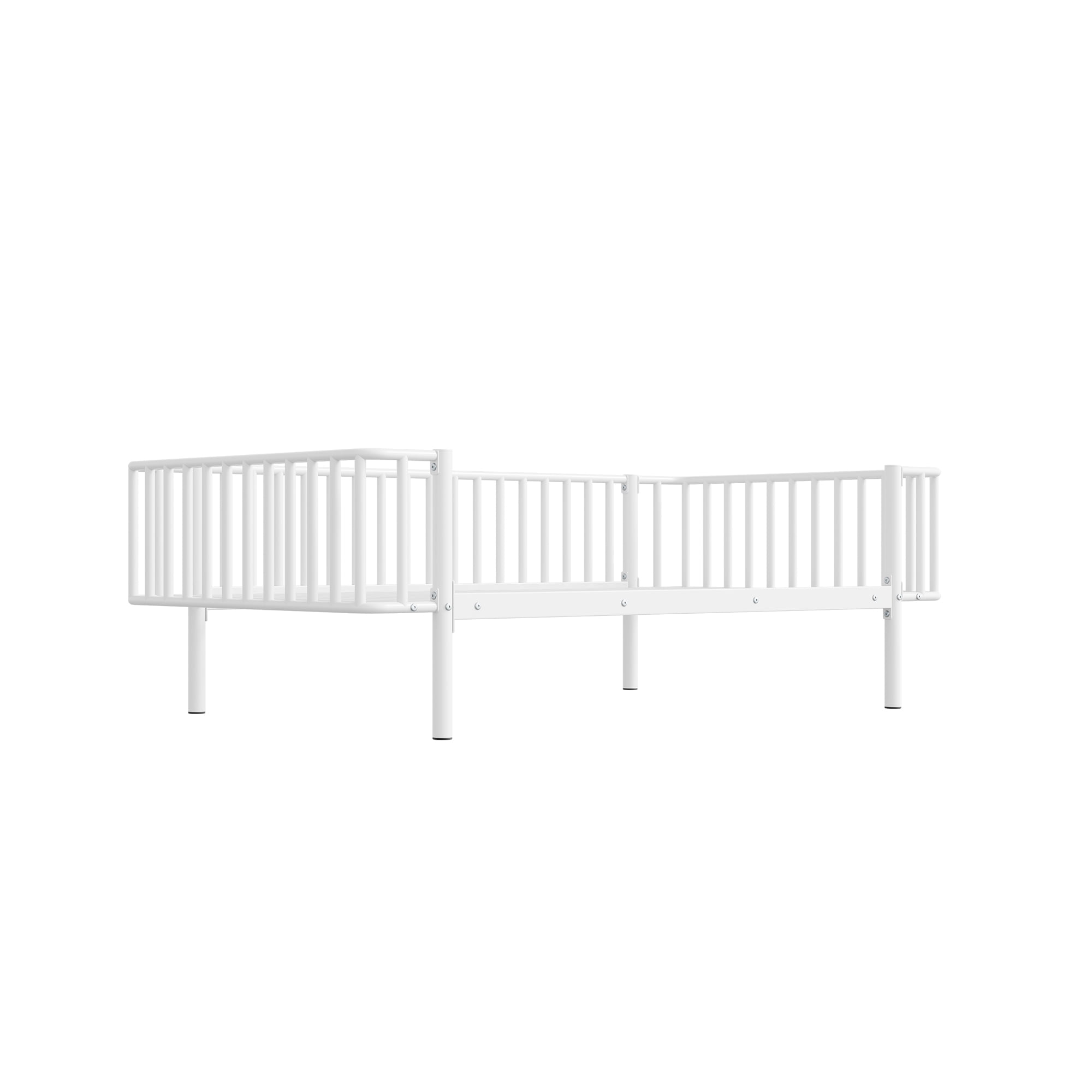 Euroco Metal Twin Size Daybed, Sturdy Metal Sofa Bed with Guardrails, No Box Spring Needed, White