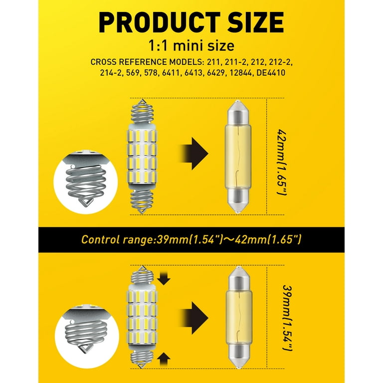 AUXITO 578 LED Bulb 211 2 212 2 Light Bulb 39 41 42MM Interior