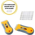 thumbnail image 2 of 2 Packs Razor Blade Scraper, Ceramic Scraper Car Sticker Remover Glass Stove Top Razor Scraper Label, Glue, Paint, Adhesive Remover Tool + 30pcs Stainless Steel Razor Blades, 2 of 5