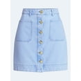 thumbnail image 6 of Free Assembly Women's Button Front Denim Mini Skirt, Sizes 0-20, 6 of 6