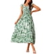 thumbnail image 1 of Vestidos de playa bohemios sin mangas con escote cuadrado y volantes florales para mujer Inspire Chic, maxi vestido fluido de verano XL verde, 1 of 6