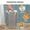 thumbnail image 5 of edx Laundry Basket with Lid, 90 L Hand-Woven PP Rattan Laundry Basket with Handle, Foldable, Removable Liner, Gray, 5 of 9