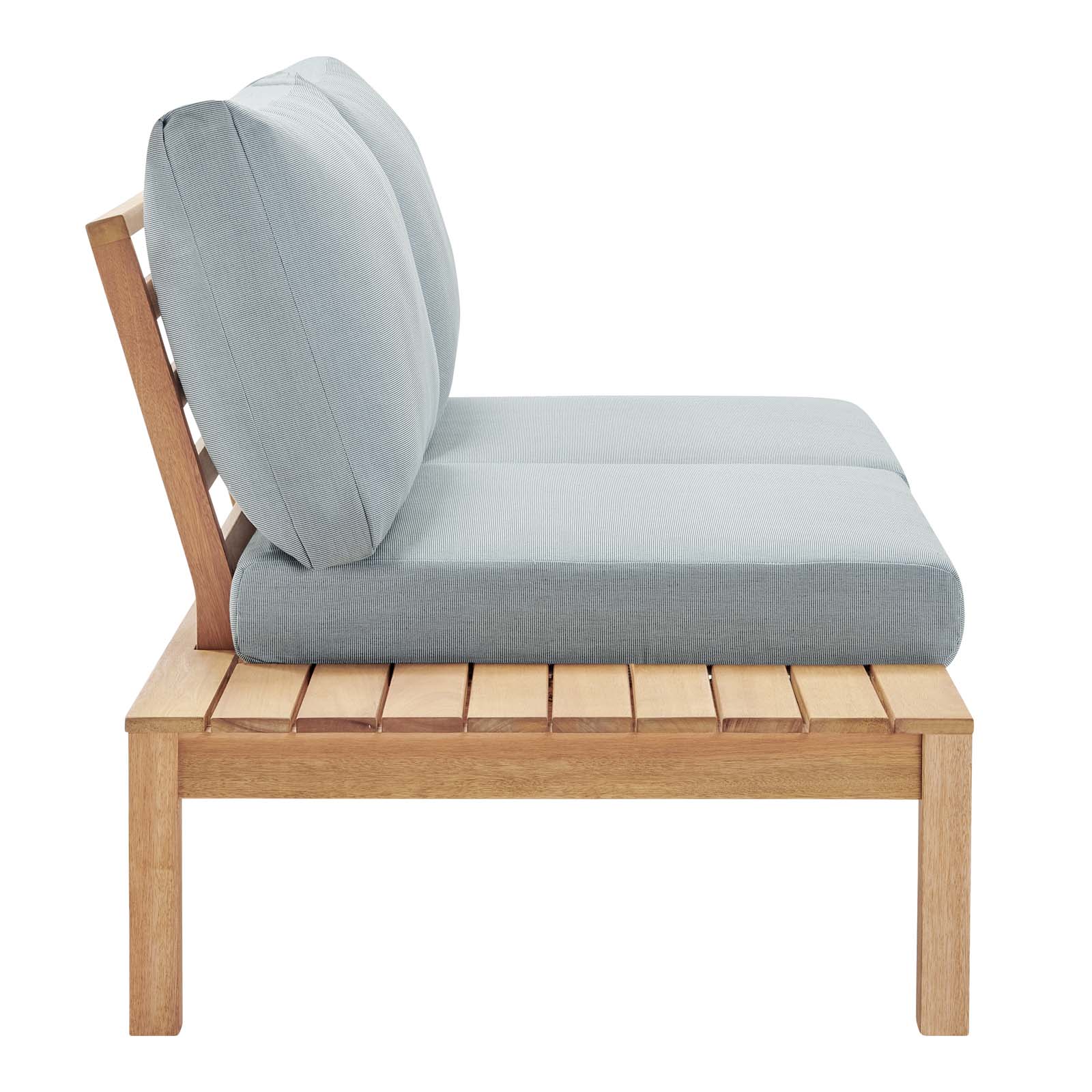 Modway Freeport Karri Wood Outdoor Patio Loveseat with Left-Facing Side End Table in Natural Light Blue - image 4 of 5