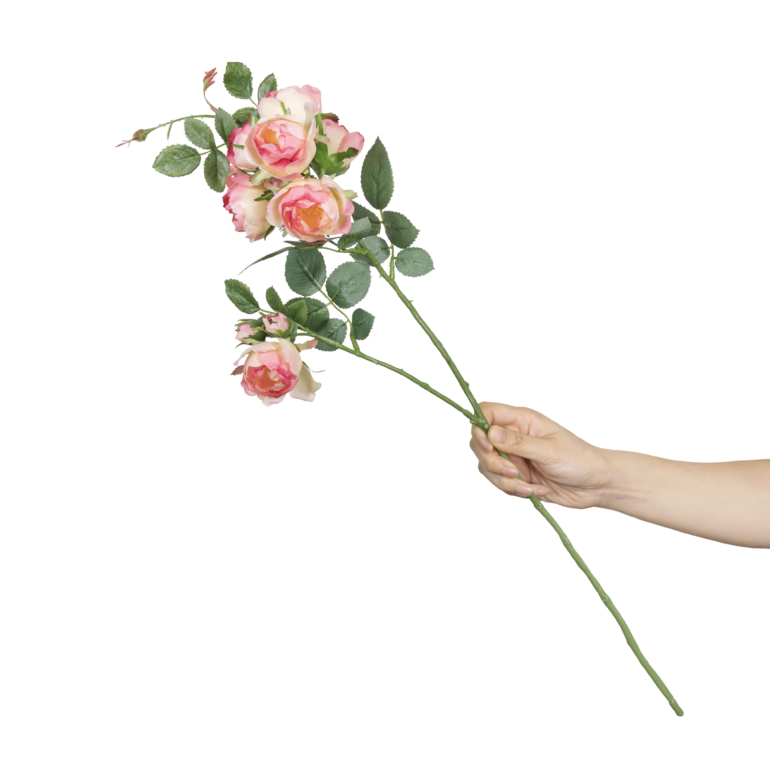 27-inch Artificial Silk Pink Mini Cabbage Roses Mixed Long Stem, for Indoor Use, by Mainstays