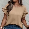 thumbnail image 4 of Liquidation d'Économies! Hauts Oversize pour Femmes en Liquidation, Hauts Blouse d'Été pour Femmes, T-shirt à Manches Courtes Décontracté Uni de Printemps pour Femmes Grande Taille, Haut/chemise à Manches Courtes à Col Rond, 4 of 5