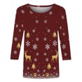 thumbnail image 5 of HOMBOM Christmas Shirts for Women Red Holiday Business 3/4 Sleeve Xmas Merry Christmas Crewneck Womens Tee Shirts, 5 of 6