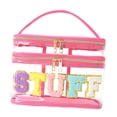thumbnail image 4 of Bolsa de maquillaje transparente con letras de chenilla, viaje, bolsa de cosas, bolsa de cosméticos para oficina, viajes de negocios, fiestas en el Rosa, 4 of 8