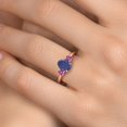 thumbnail image 4 of Gem Stone King 18K Rose Gold Plated Silver Ring Oval Lapis and Pink Moissanite (1.86 Cttw), 4 of 6