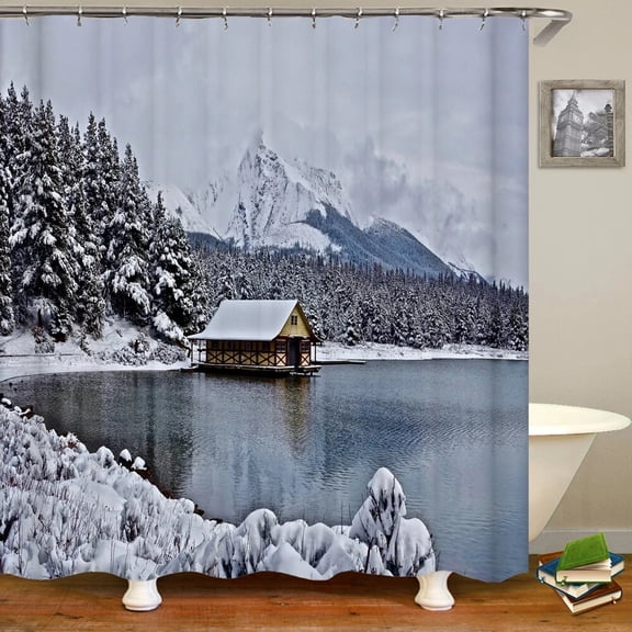 Natural landscape Snowflake Cedar Tree Shower Curtains Bathroom Curtain Frabic Waterproof Polyester Bath Curtain with