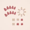 thumbnail image 3 of 30 piezas de uñas postizas cortas con diseño de flores y almendras, uñas postizas de color sólido con pegamento de flores azules, uñas acrílicas de cobertura completa para mujeres y niñas, decoración, 3 of 4