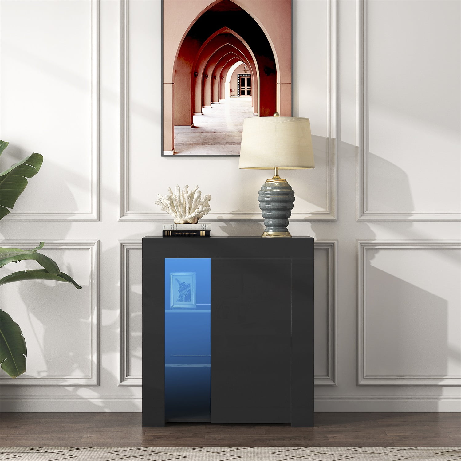 Kadyn Accent Cabinet Buffet Storage Cabinet Cupboard, Kitchen Storage Cabinet Sideboard Furniture with LED, Black Kadyn Accent Cabinet Buffet Storage Cabinet Cupboard, Kitchen Storage Cabinet Sideboard Furniture with LED, Black