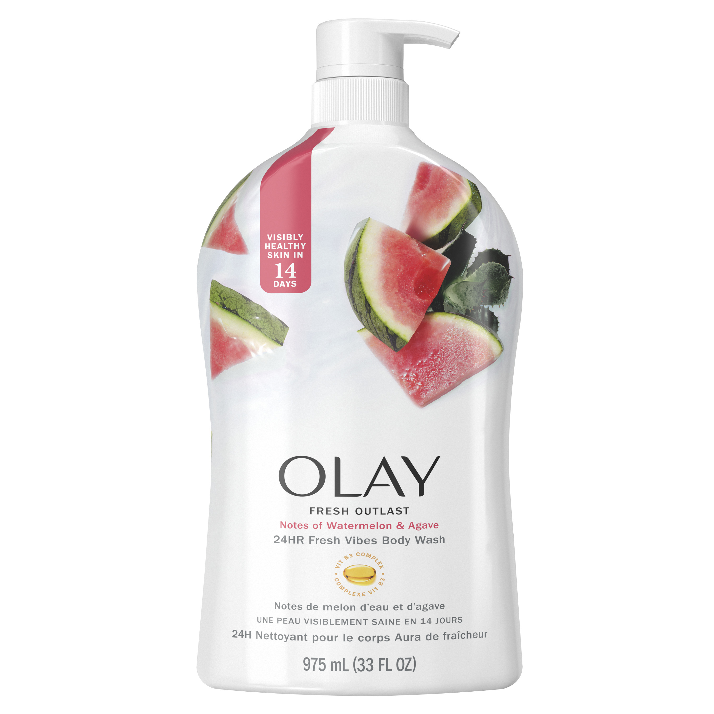 Olay Fresh Outlast Women's Body Wash, Watermelon & Agave, Pump, 33 fl oz
