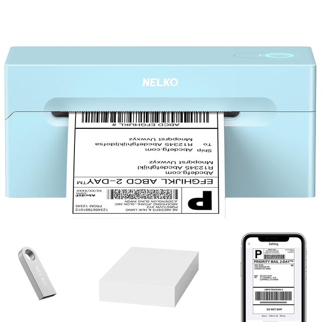 Impresora térmica de etiquetas de envío Nelko Bluetooth 4x6 azul