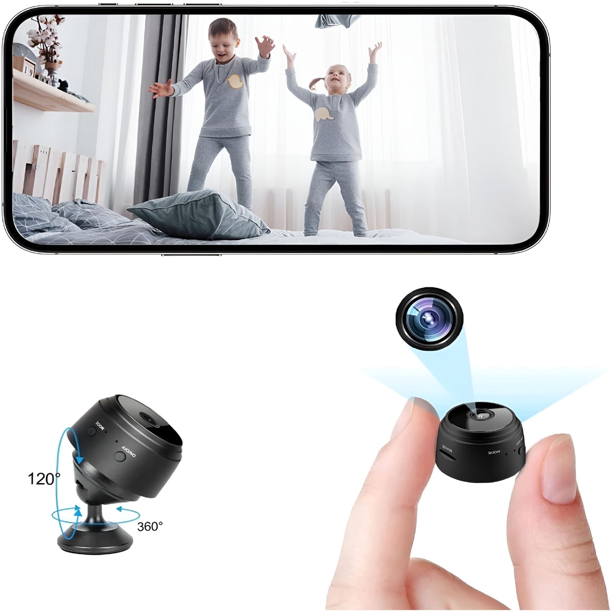 GJX Hidden Camera for Home Use,Mini Security Wireless WiFi Camera,HD 1080P Indoor/Outdoor Night Vision Nanny Cam for Baby,Pets,Compatible with Smartphone,Tablets(Video Only)