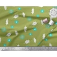 thumbnail image 2 of Soimoi Green Cotton Poplin Fabric Star & Holly Leaves Print Fabric by the Yard 42 Inch Wide, 2 of 3